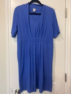 chicos tiered linen dress Women's Printed Cotton-Linen Belted Dress in Kelp Forest size 8/10